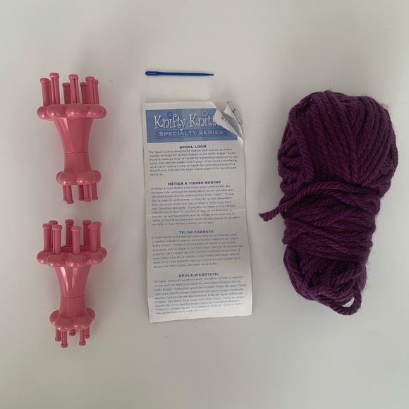 Provo Craft Knifty Knitters Activity Set 2 Spool Looms Plastic Needle Purple - Picture 1 of 10